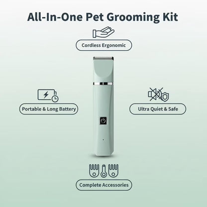 Dogs Hair Clippers Grooming Kit with Nail Grinder,  4 in 1 Cordless Electric Trimmer Low Noise USB Rechargeable Pet Clippers for Small and Large Dogs Cats Animals