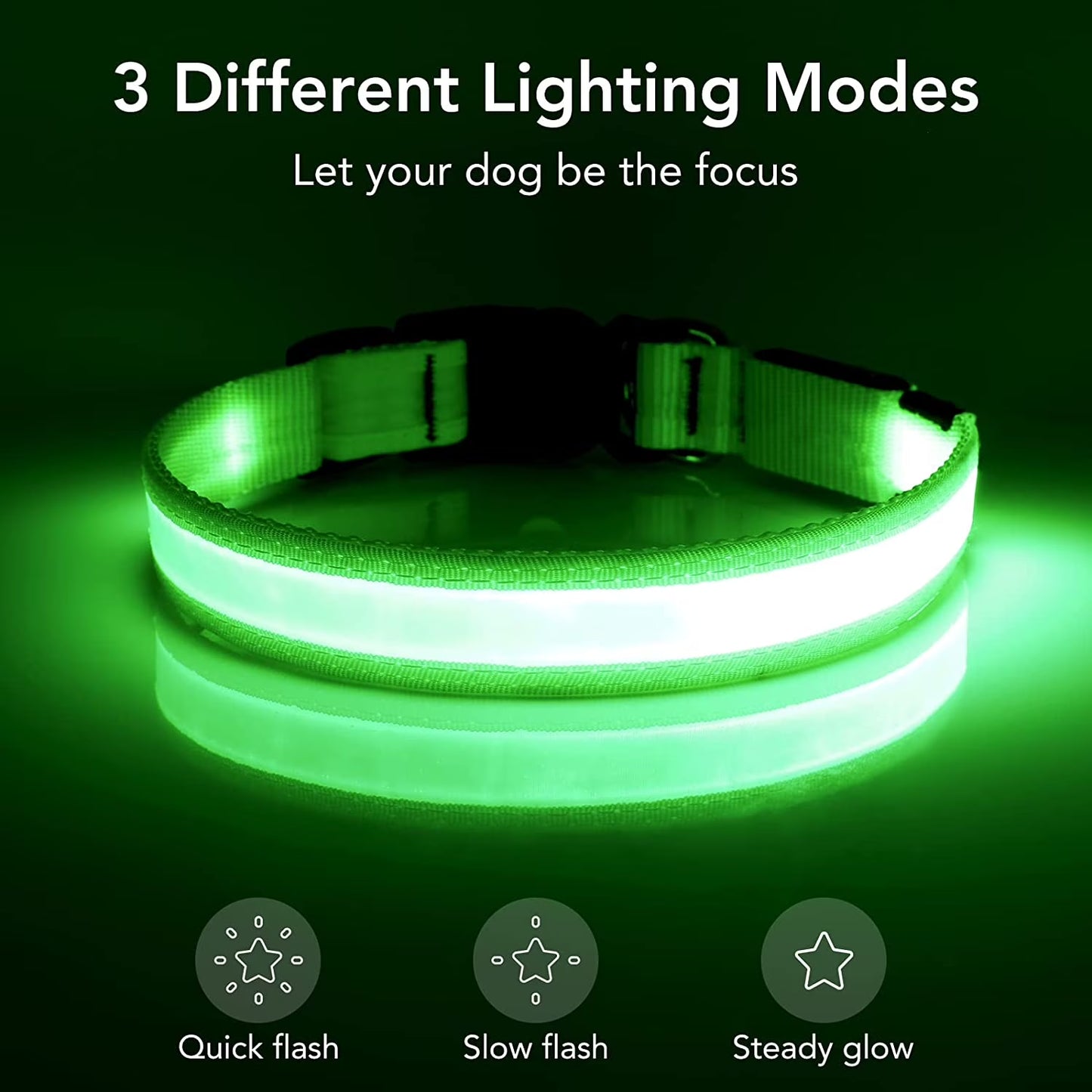 LED Dog Collar Waterproof Adjustable Light up Dog Collar Super Bright Safety Light Glowing Collars