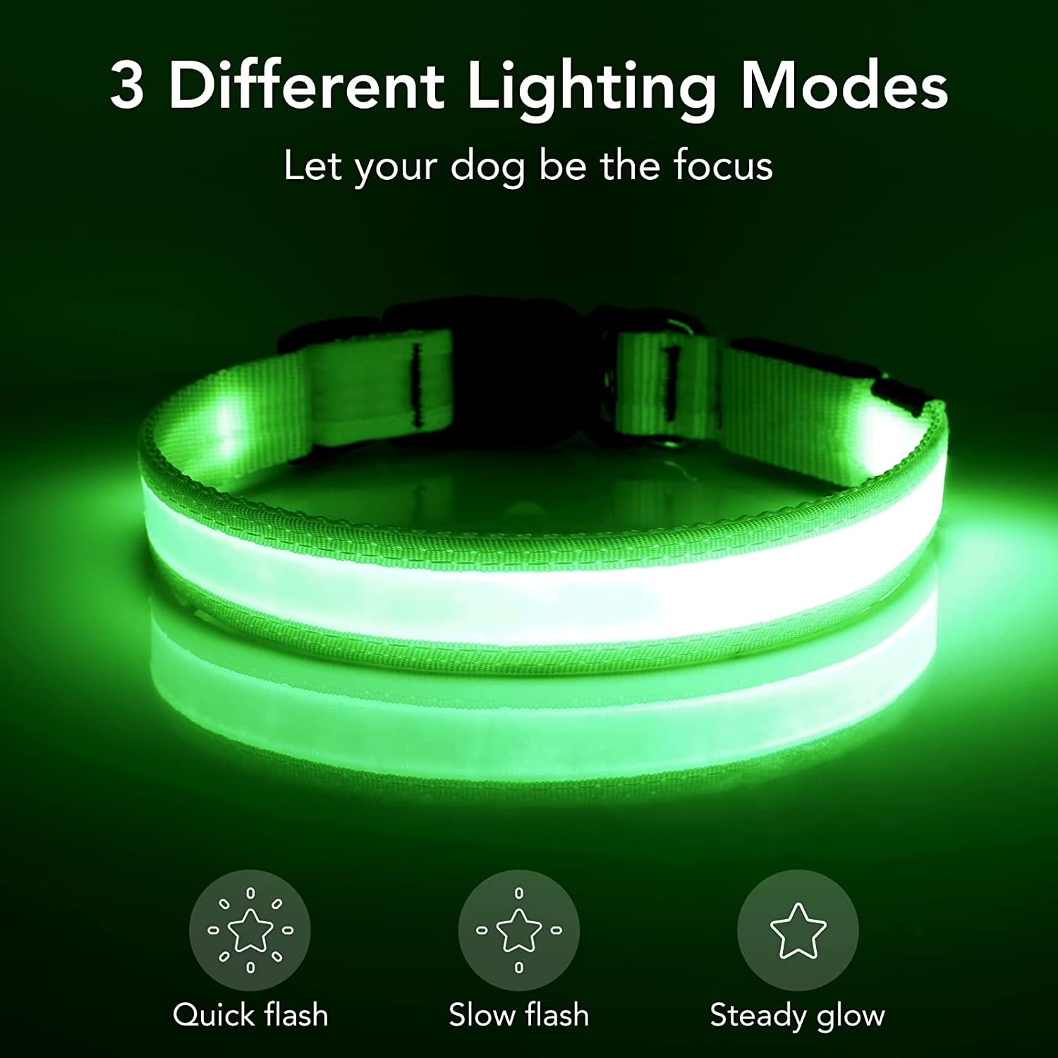 LED Dog Collar Waterproof Adjustable Light up Dog Collar Super Bright Safety Light Glowing Collars