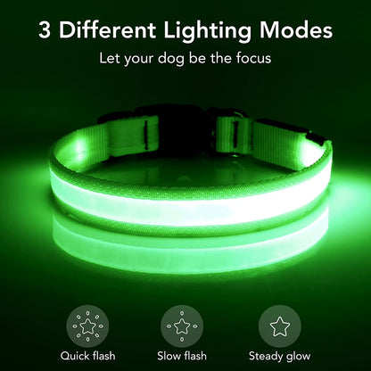 LED Dog Collar Waterproof Adjustable Light up Dog Collar Super Bright Safety Light Glowing Collars
