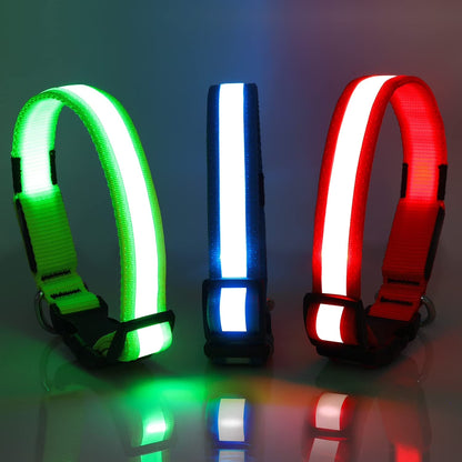 LED Dog Collar Waterproof Adjustable Light up Dog Collar Super Bright Safety Light Glowing Collars