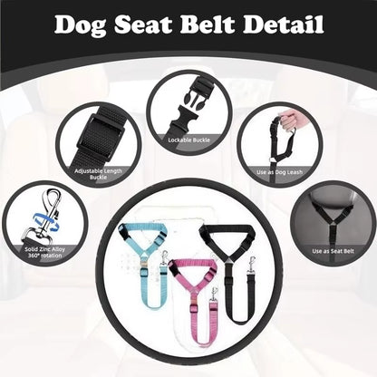 2-In-1 Pet Car Seat Belt Nylon Lead Leash Backseat Safety Belt Adjustable Dogs Harness Collar Dog Chain Accessories