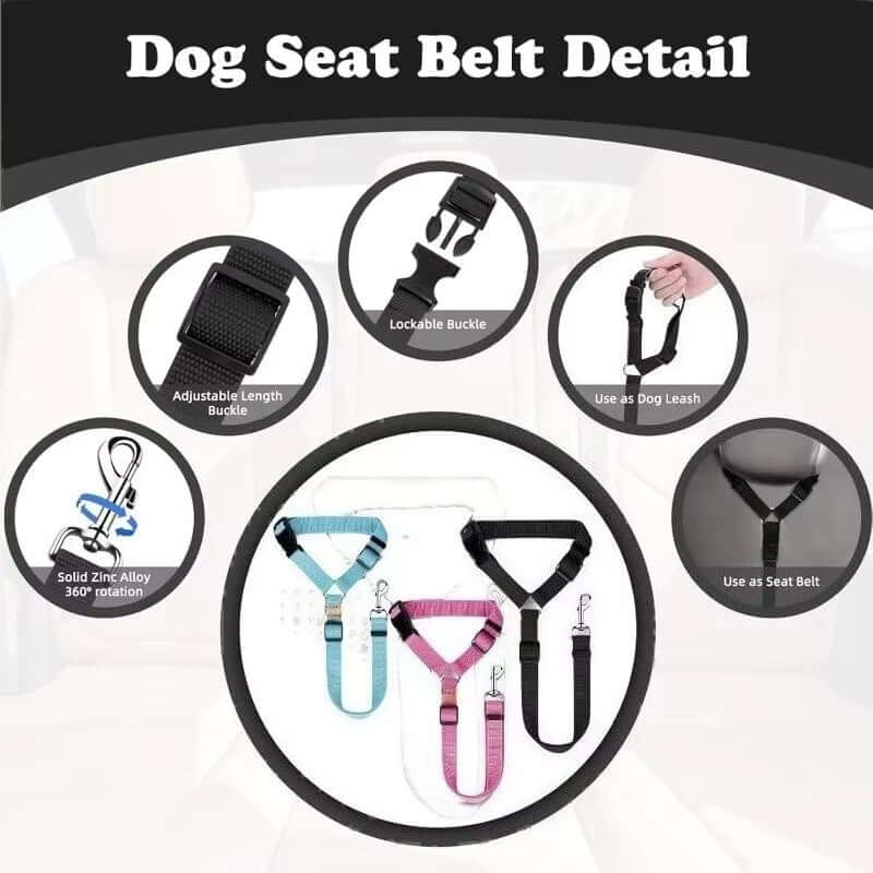 FREDOPETS 2-in-1 Pet Car Seat Belt Leash