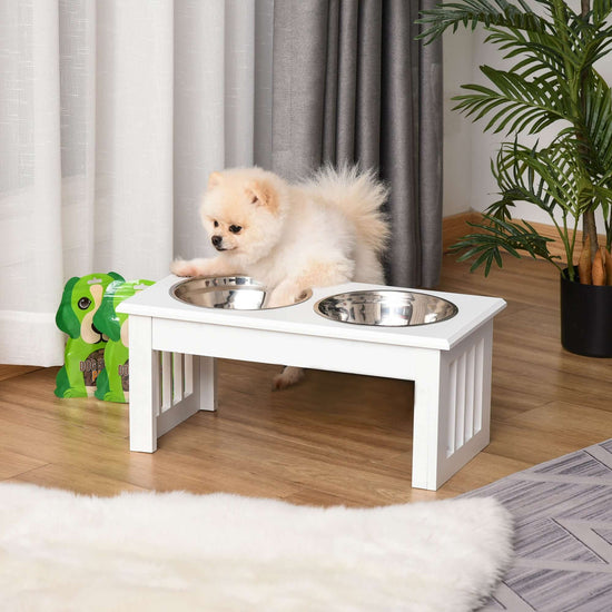 FREDOPETS Elevated Puppy Feeding Station White