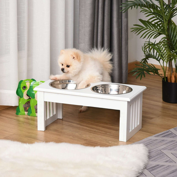 FREDOPETS Elevated Puppy Feeding Station White