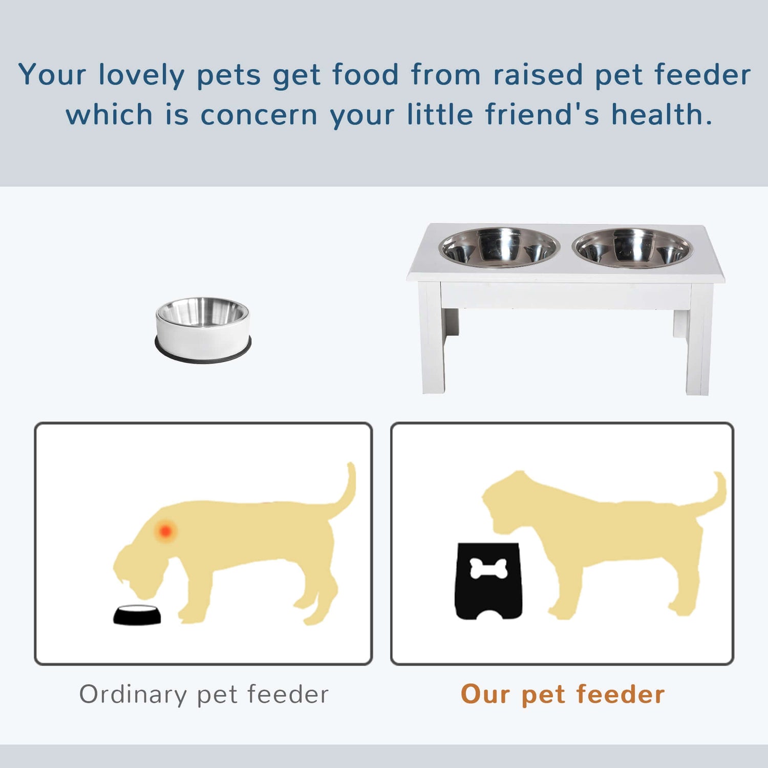 FREDOPETS Elevated Puppy Feeding Station White