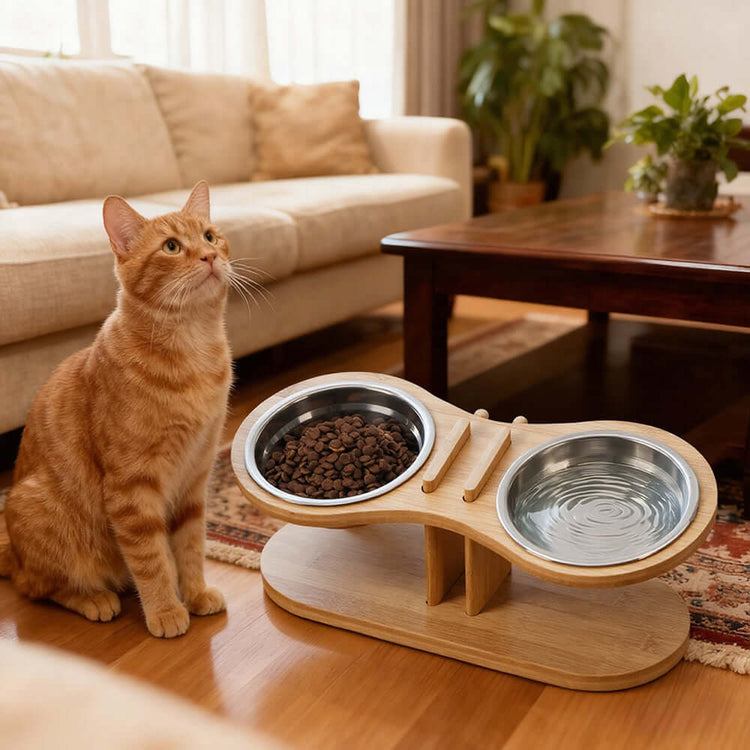 FREDOPETS Adjustable Tilted Pet Feeding Bowl Stand