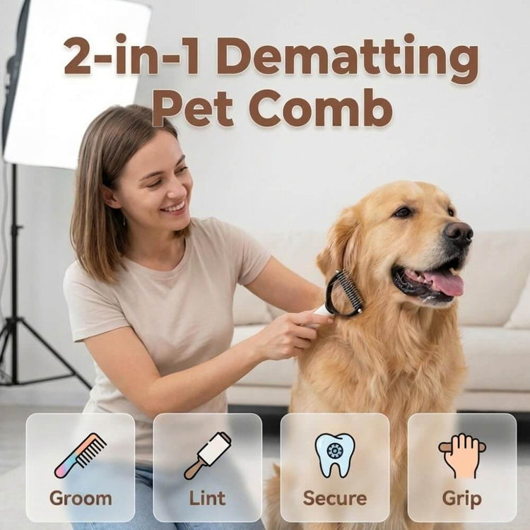 FREDOPETS Double Sided Dematting Grooming Comb