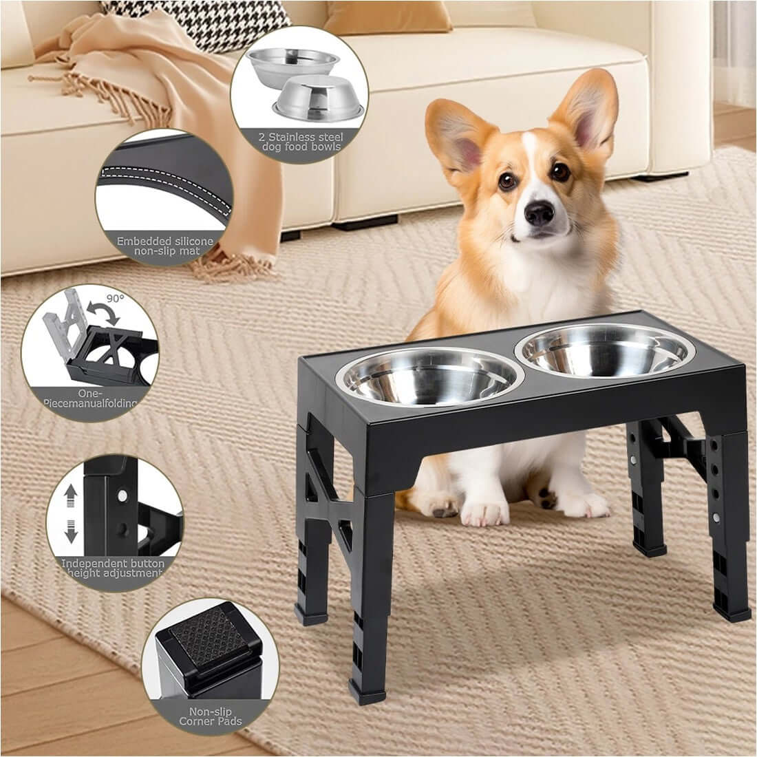 FREDOPETS Large Dog Raised Feeding Station
