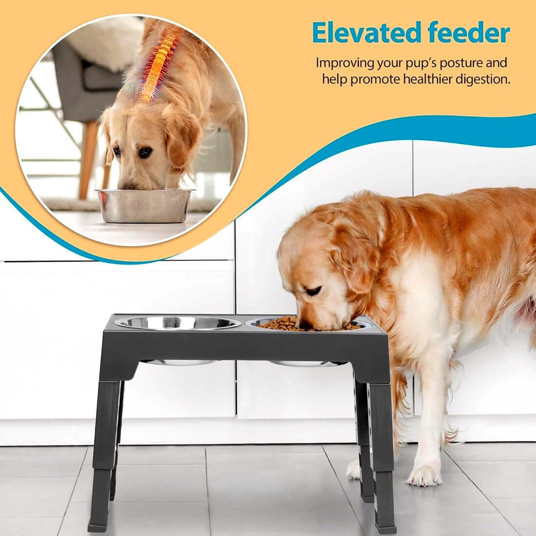FREDOPETS Large Dog Raised Feeding Station