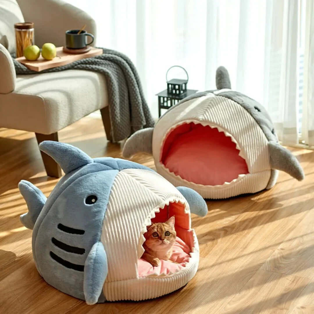 FREDOPETS Luxury Plush Shark Pet Bed
