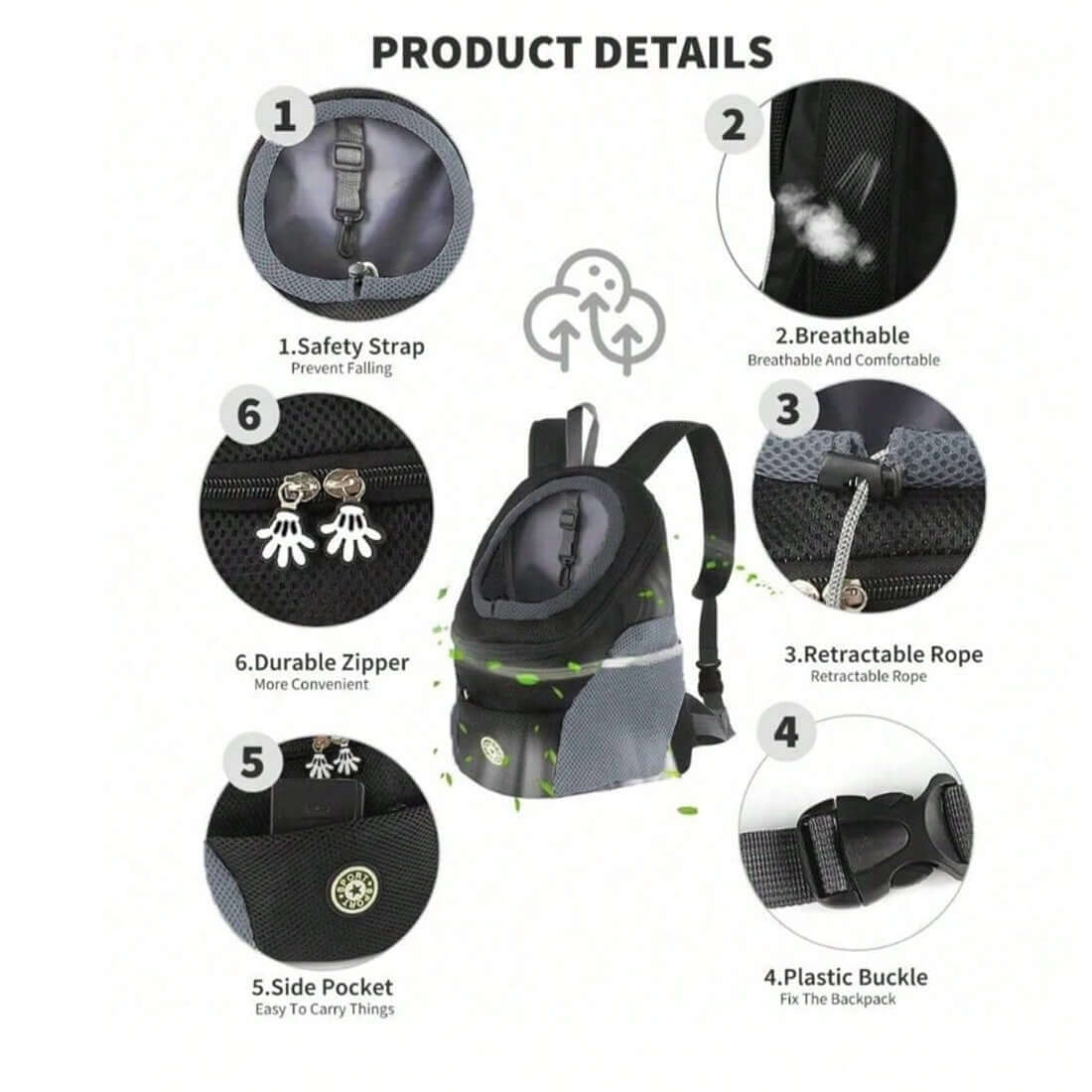 FREDOPETS Breathable Mesh Pet Travel Backpack for Dogs and Cats