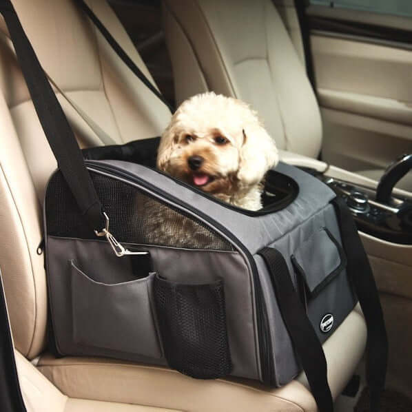 FREDOPETS pet car bag for dogs and cats in a car, portable and comfortable travel solution.