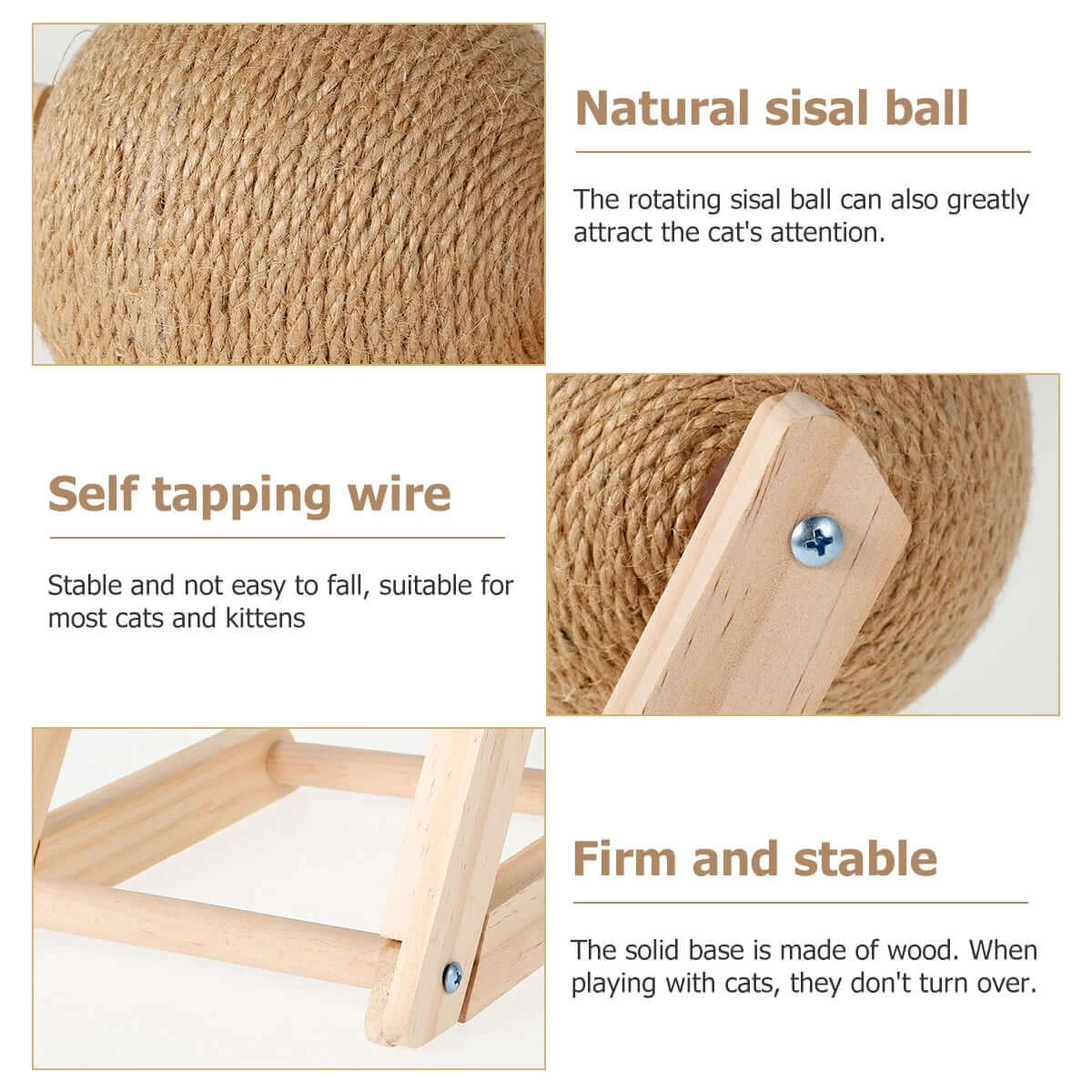 FREDOPETS Sisal Cat Scratching Ball Toy