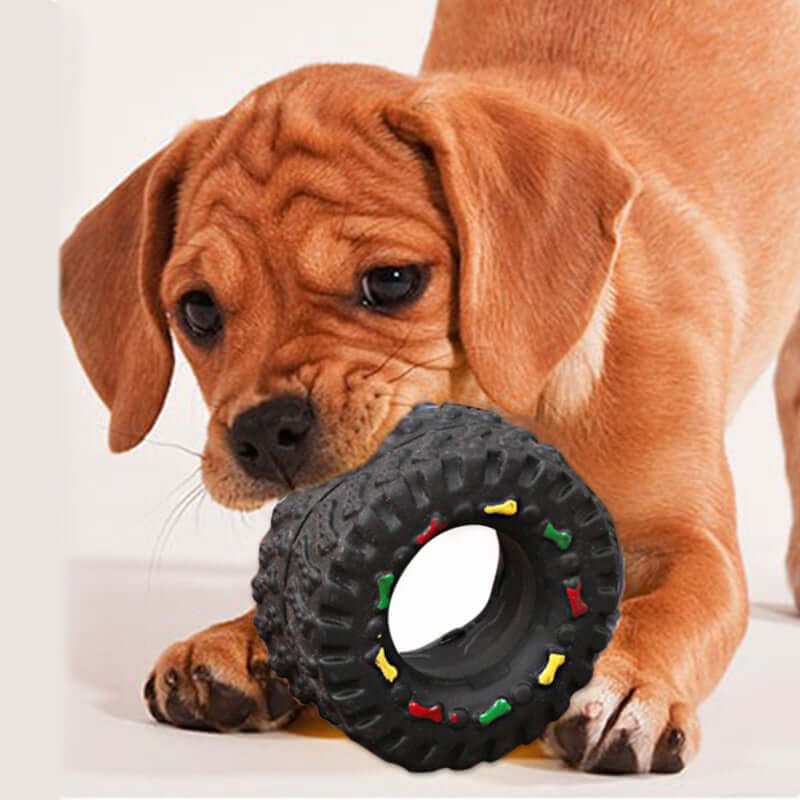 FREDOPETS Small Tire Squeaky Dog Toy