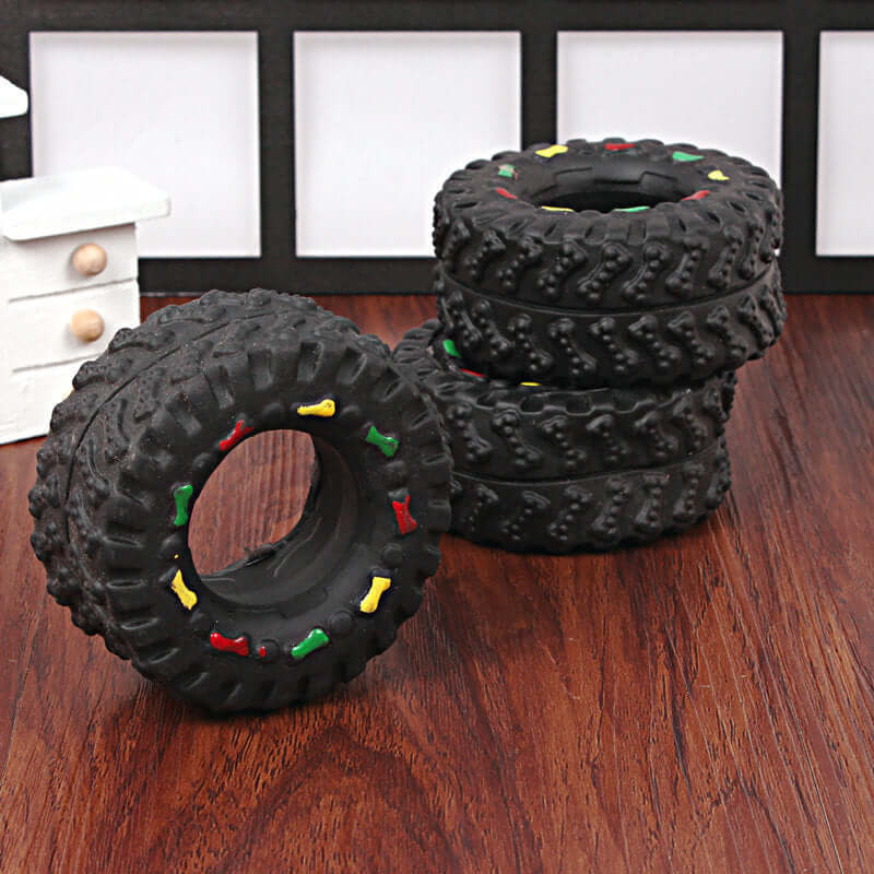 FREDOPETS Small Tire Squeaky Dog Toy