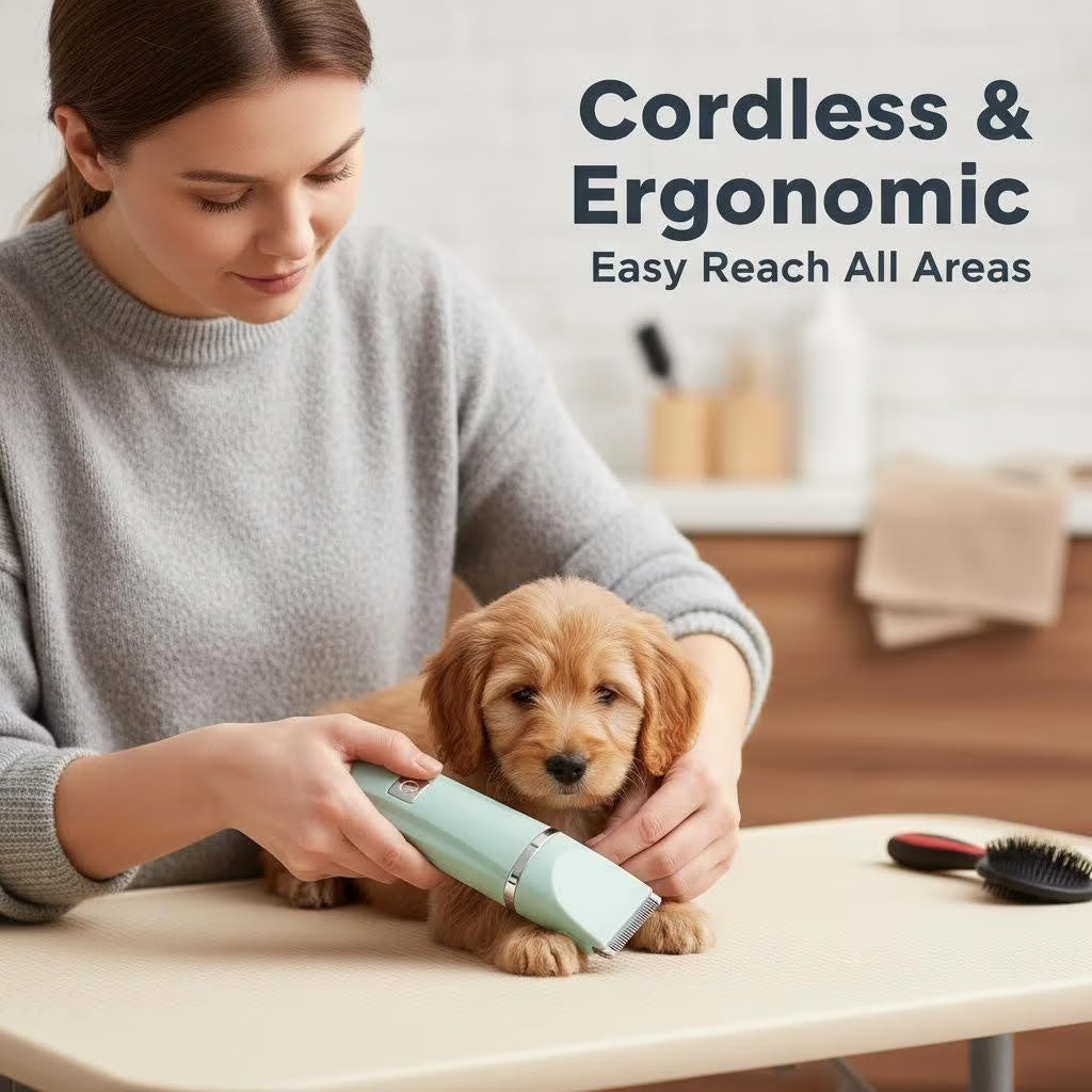 Dogs Hair Clippers Grooming Kit with Nail Grinder,  4 in 1 Cordless Electric Trimmer Low Noise USB Rechargeable Pet Clippers for Small and Large Dogs Cats Animals